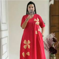 Crimson Petal Appliqué Kurta Pant Set