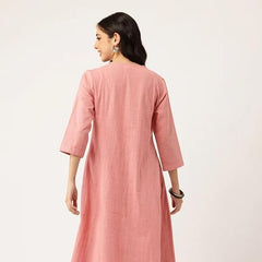 Roza Pink Geometric Embroidered Kurta Set