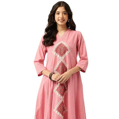 Roza Pink Geometric Embroidered Kurta Set