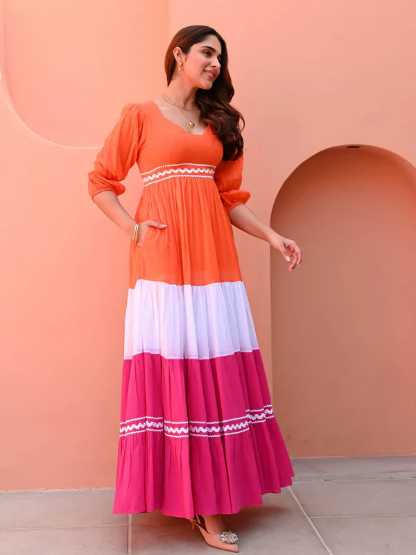 Zaria Sunset Colorblock Dress