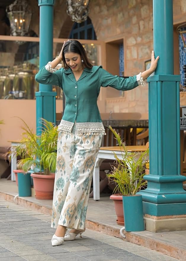 Ziya Teal Printed Co-ord Set