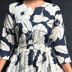 Midnight Bloom Navy Tiered Midi Dress