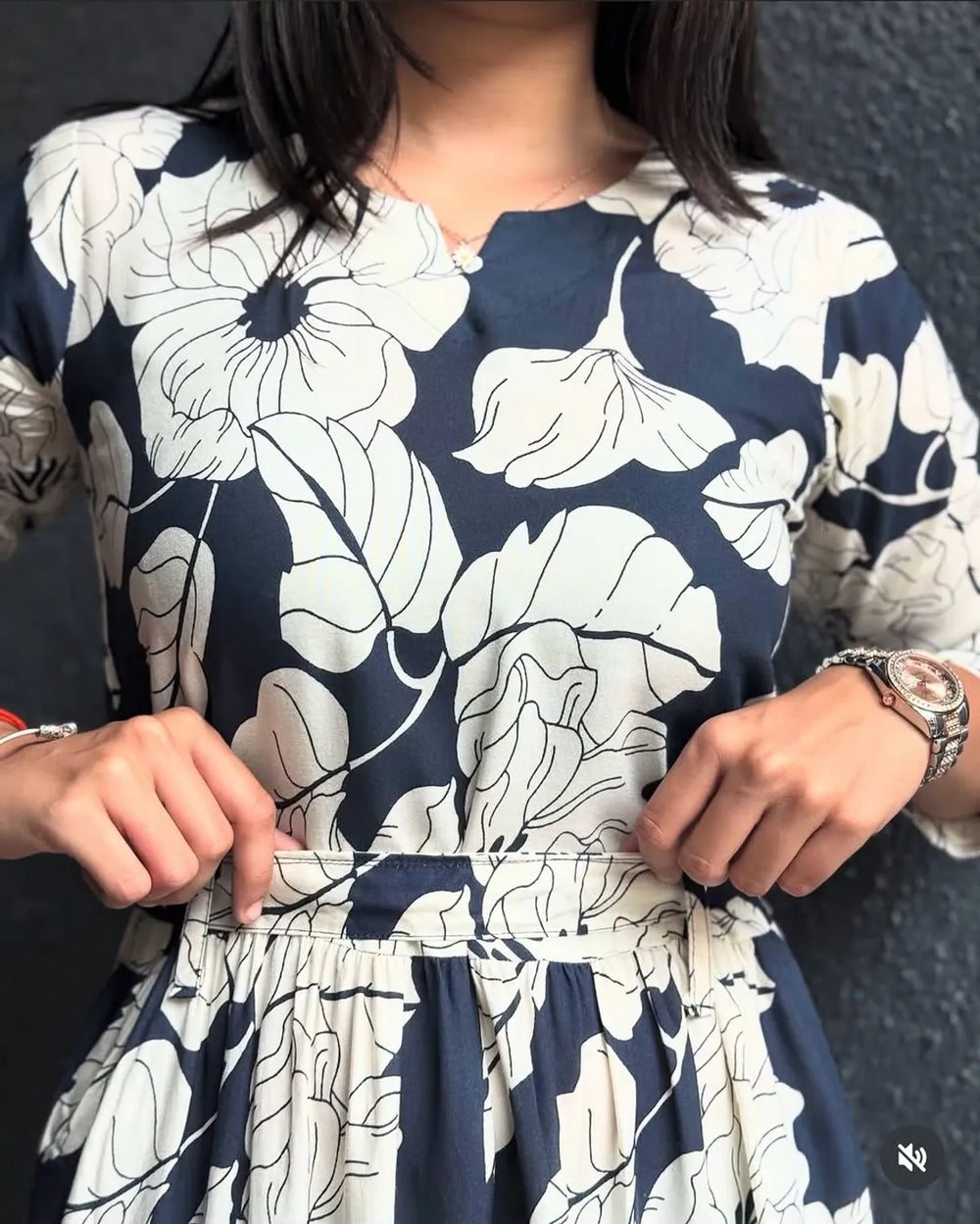 Midnight Bloom Navy Tiered Midi Dress