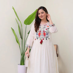 Noor-e-Gul Ivory Embroidered  Rayon Kurta Set