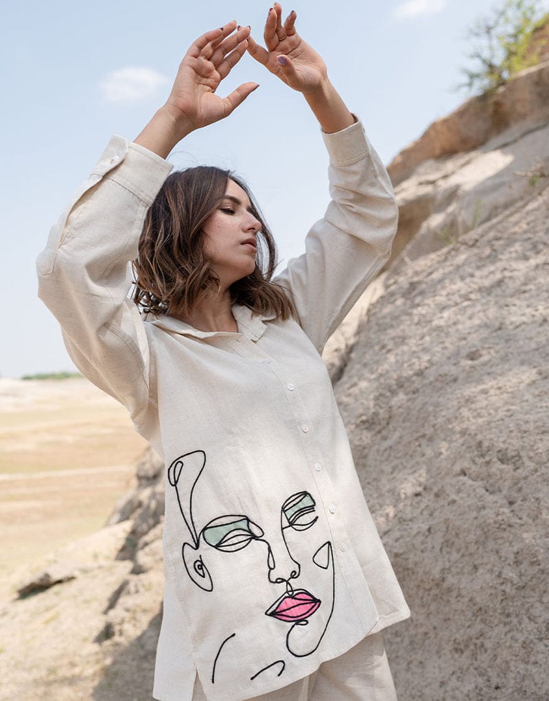 Ivory Muse Hand-Art Co-Ord Set