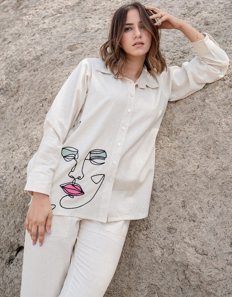 Ivory Muse Hand-Art Co-Ord Set