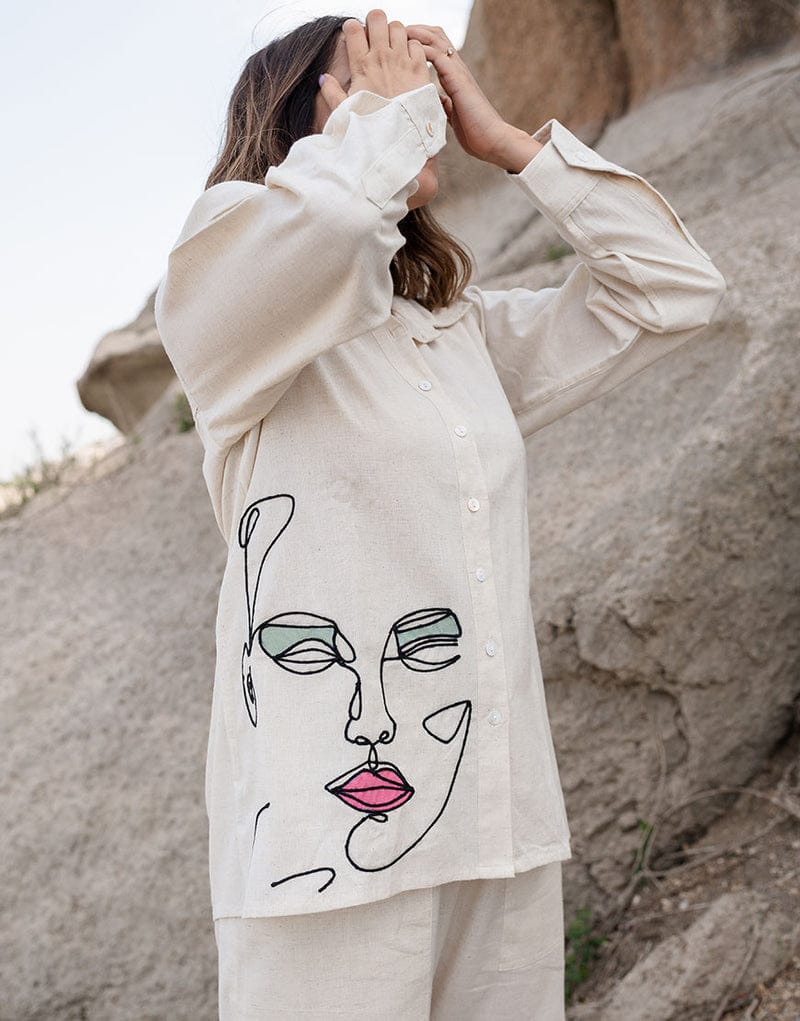 Ivory Muse Hand-Art Co-Ord Set