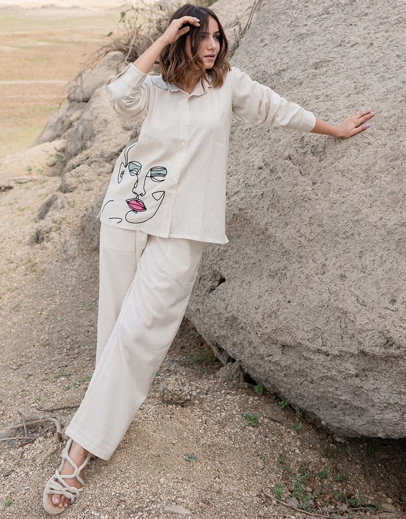 Ivory Muse Hand-Art Co-Ord Set