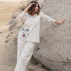 Ivory Muse Hand-Art Co-Ord Set