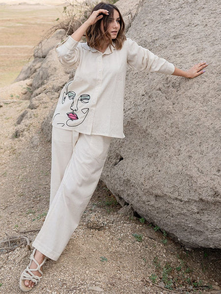 Ivory Muse Hand-Art Co-Ord Set