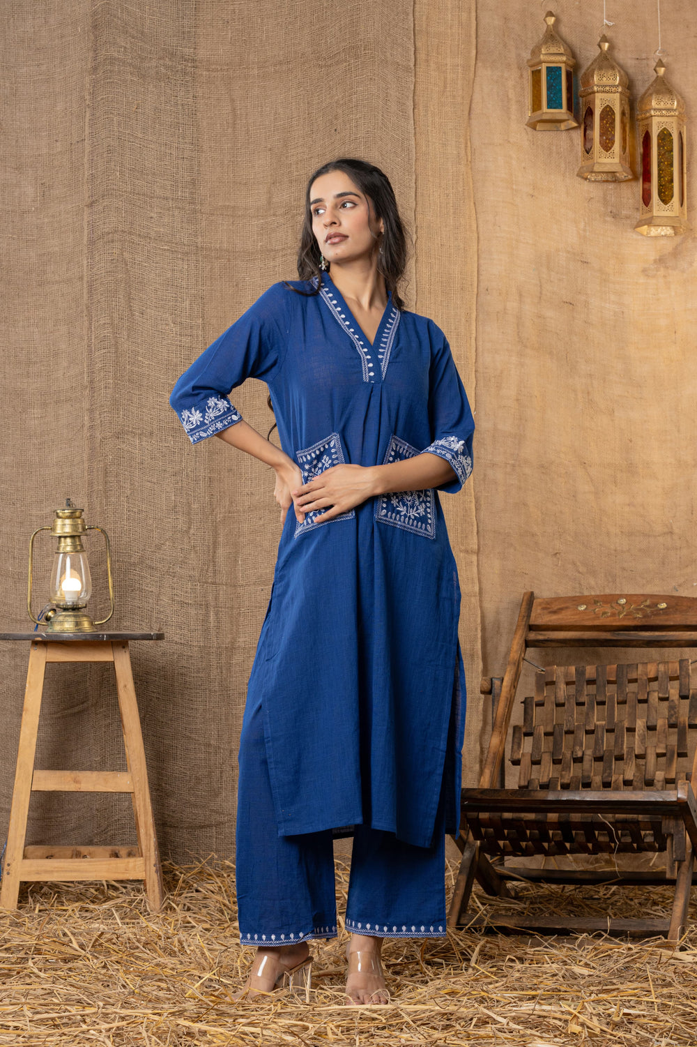 Neelam Hand-Embroidered Kurta Pant Set