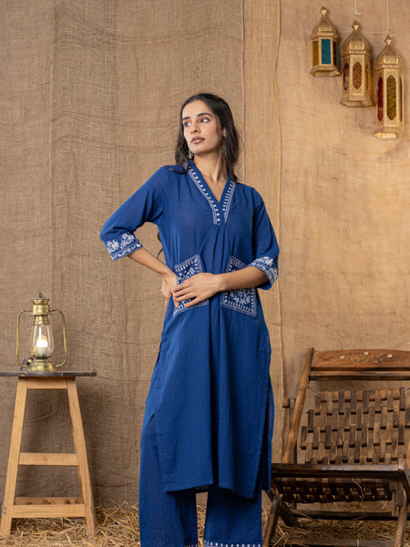 Neelam Hand-Embroidered Kurta Pant Set
