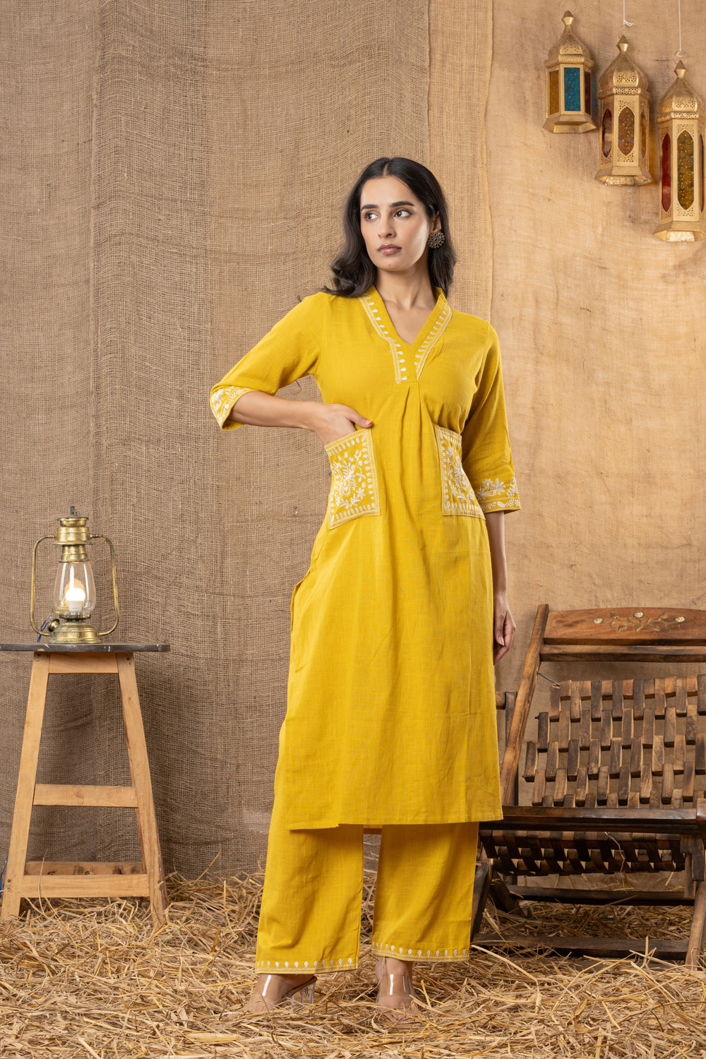 Sunehri Hand-Embroidered Kurta Pant Set