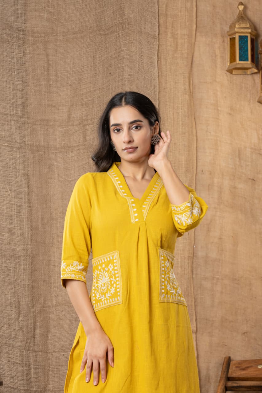 Sunehri Hand-Embroidered Kurta Pant Set