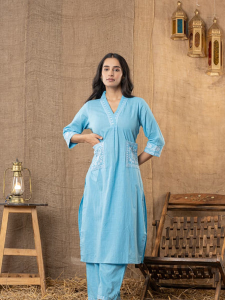 Neelara Hand-Embroidered Kurta Pant Set