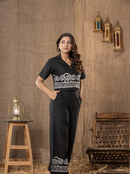 Noir Wave Embroidered Co-Ord Set