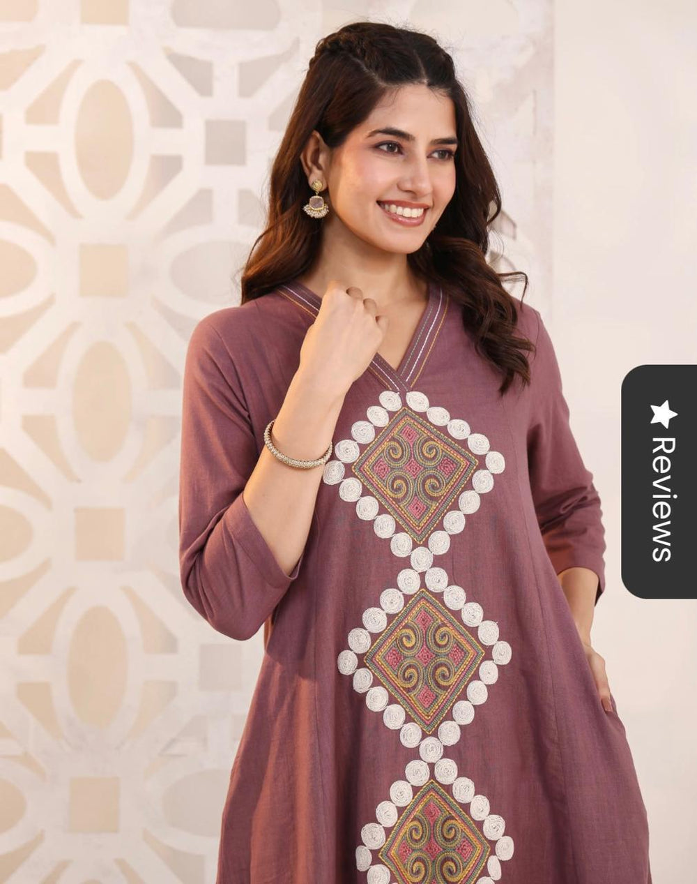 Mehru Geometric Embroidered Kurta Set