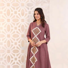 Mehru Geometric Embroidered Kurta Set