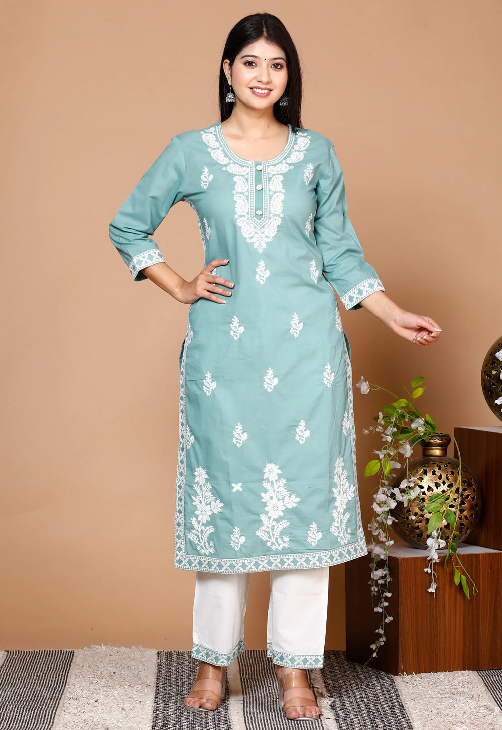 Lucknowi Cotton Suit Set