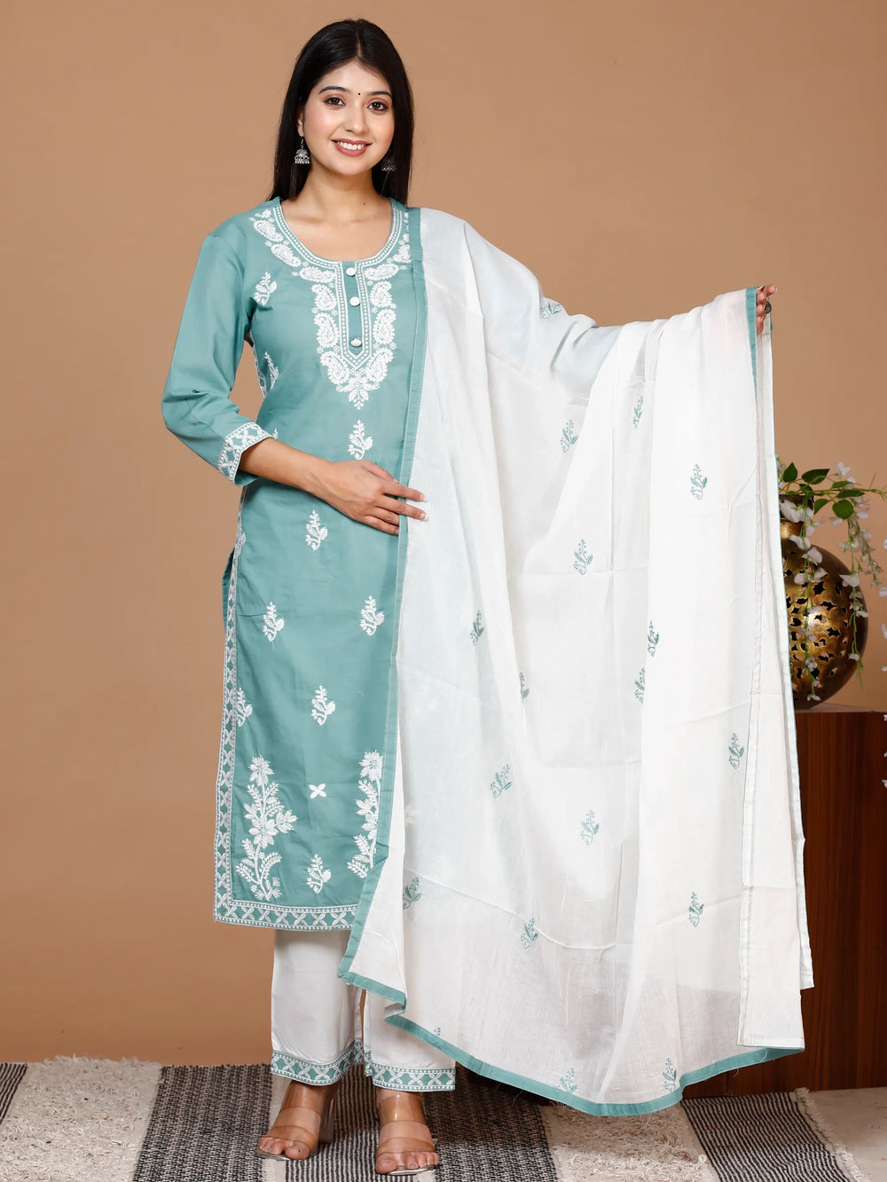 Lucknowi Cotton Suit Set