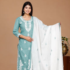 Lucknowi Cotton Suit Set