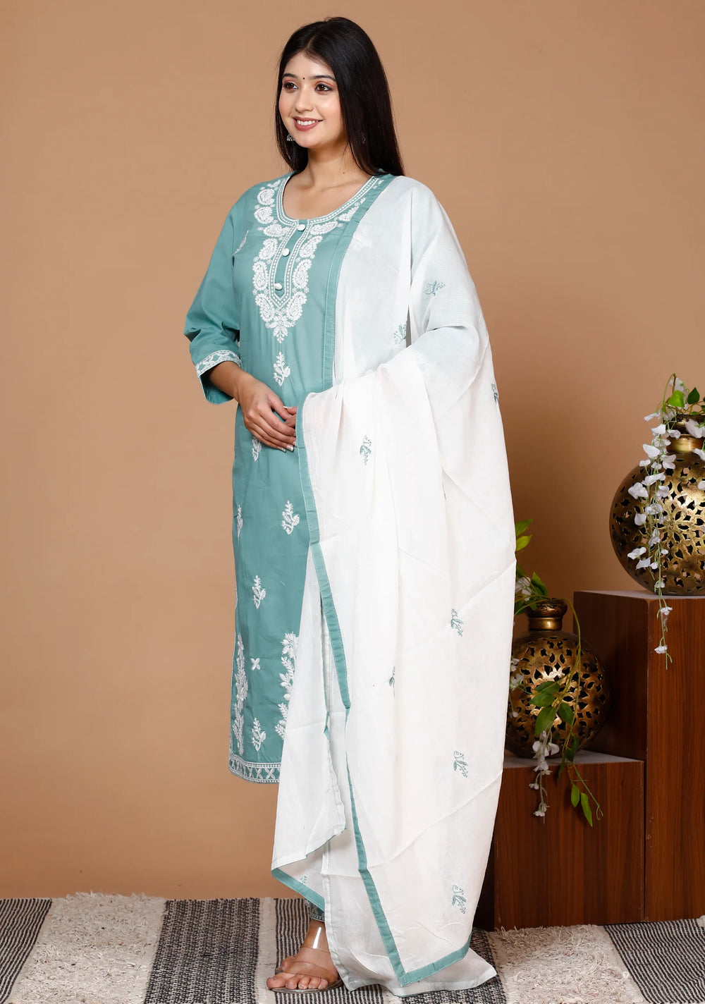 Lucknowi Cotton Suit Set