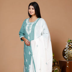 Lucknowi Cotton Suit Set