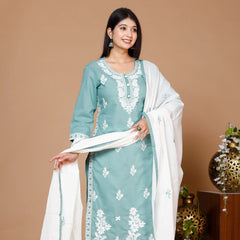 Lucknowi Cotton Suit Set