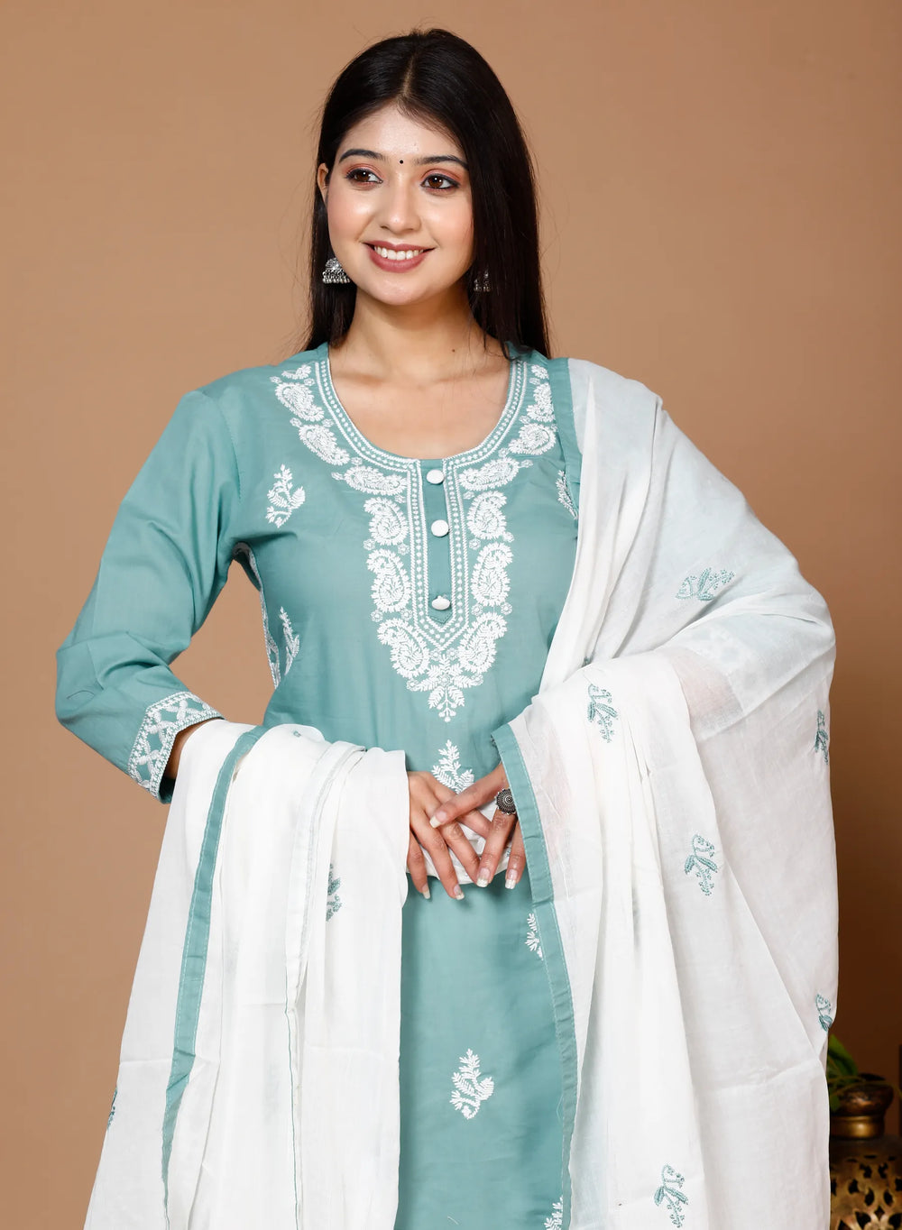Lucknowi Cotton Suit Set
