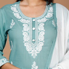 Lucknowi Cotton Suit Set