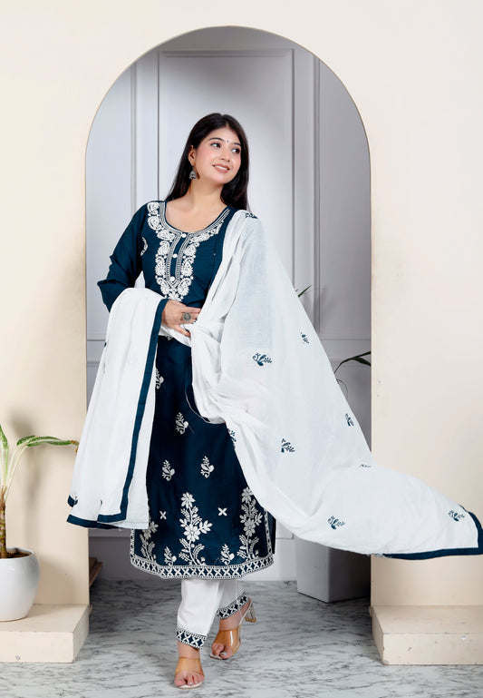 Lucknowi Cotton Suit Set