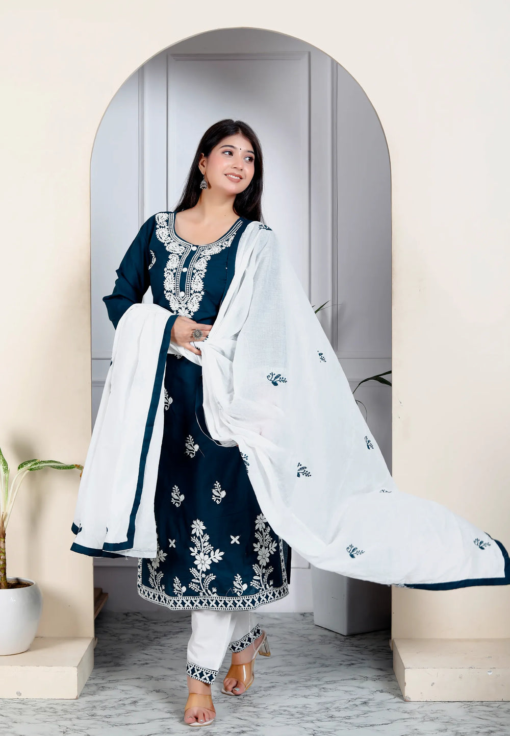 Lucknowi Cotton Suit Set