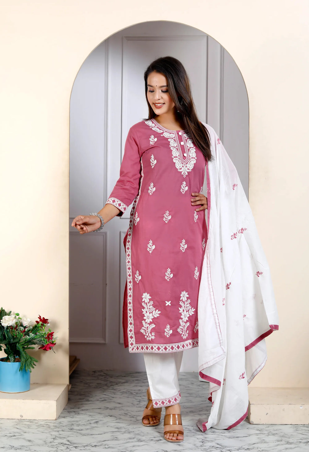Lucknowi Cotton Suit Set