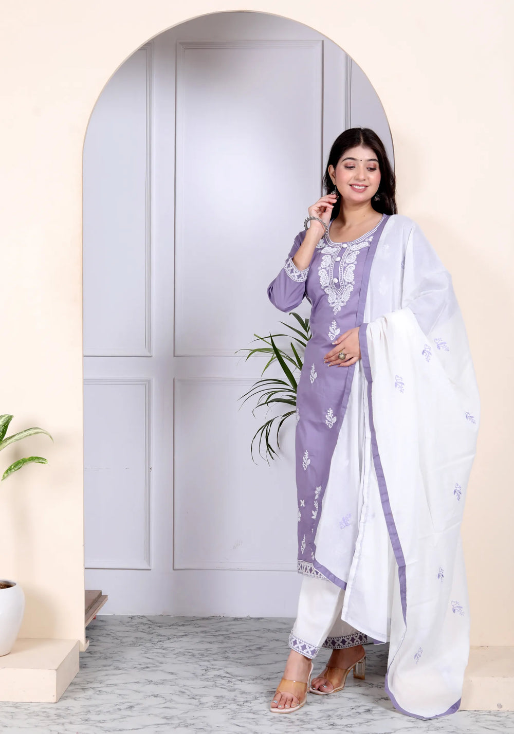 Lucknowi Cotton Suit Set