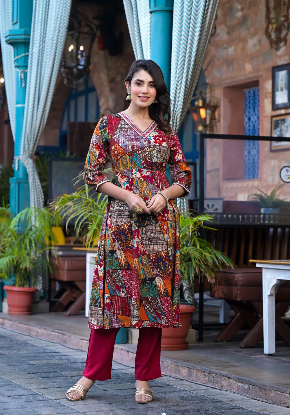 Multi-Tone Rayon Suit Set