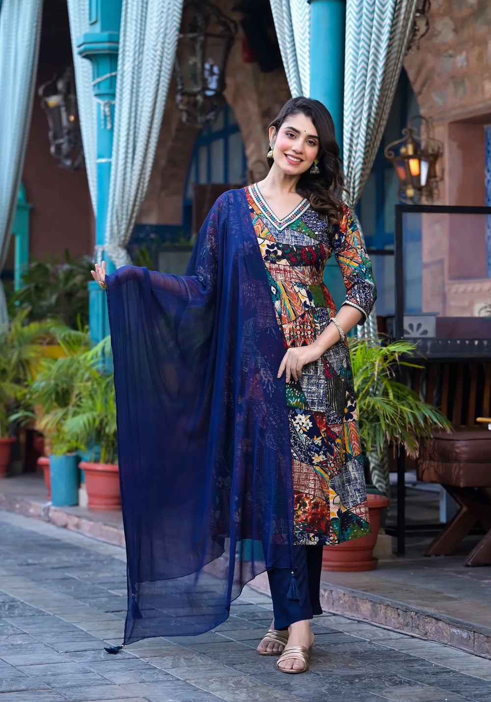 Multi-Tone Rayon Suit Set