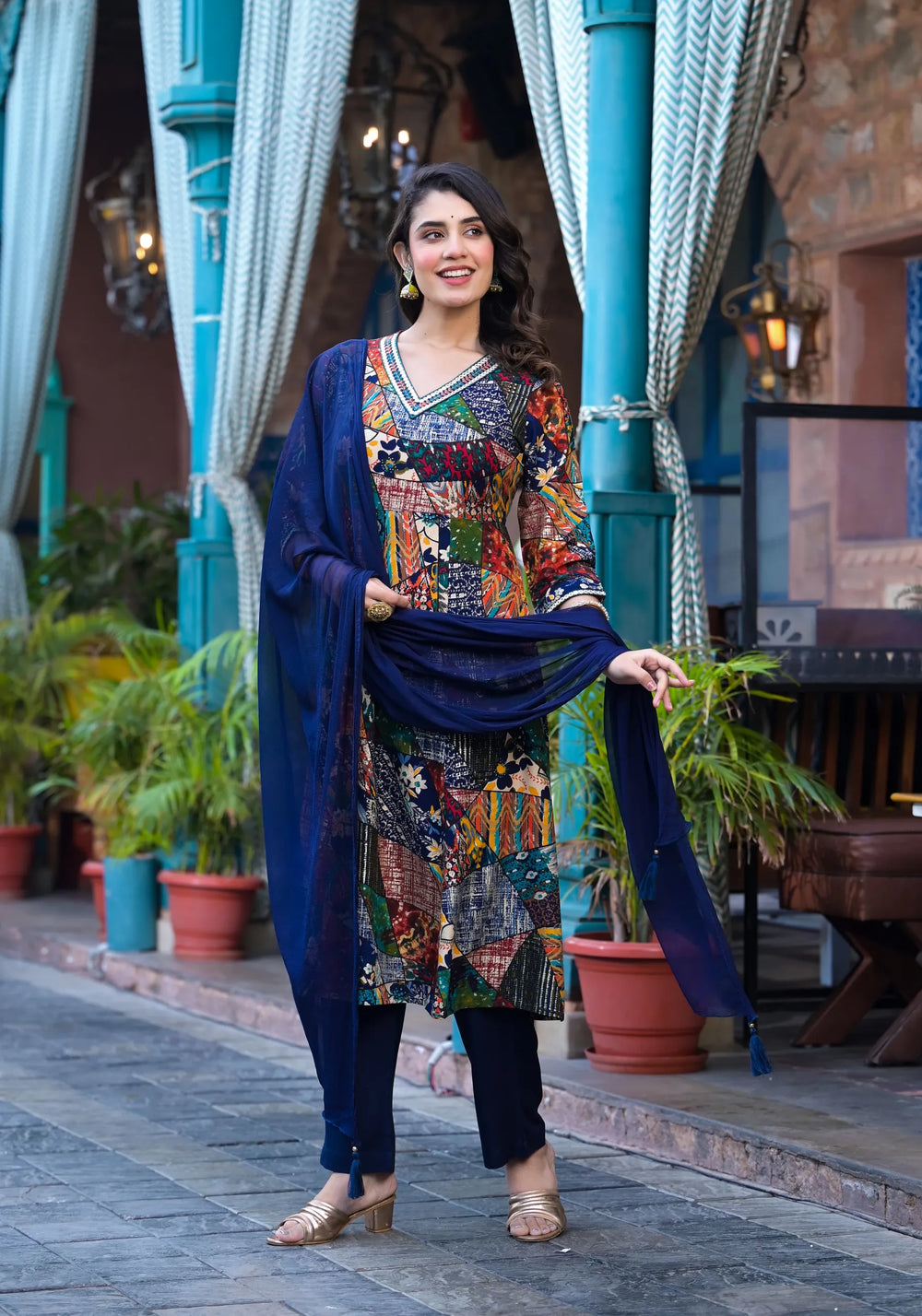 Multi-Tone Rayon Suit Set