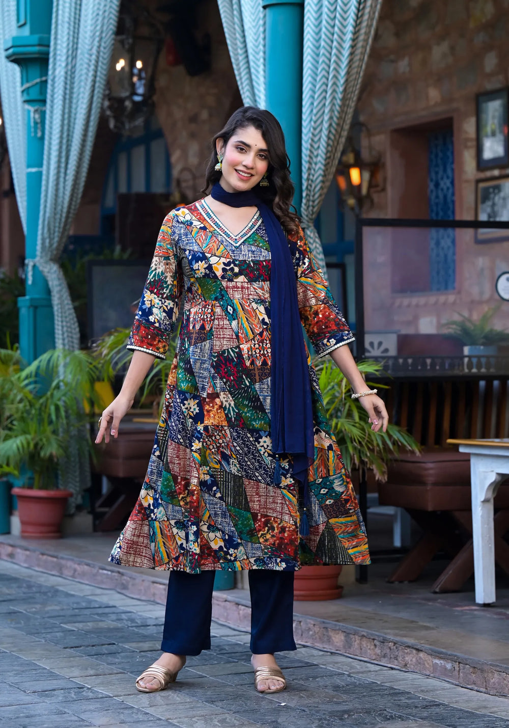 Multi-Tone Rayon Suit Set