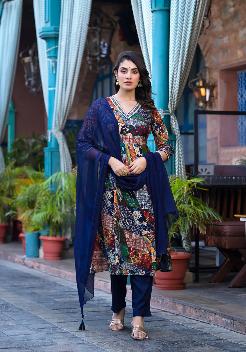 Multi-Tone Rayon Suit Set