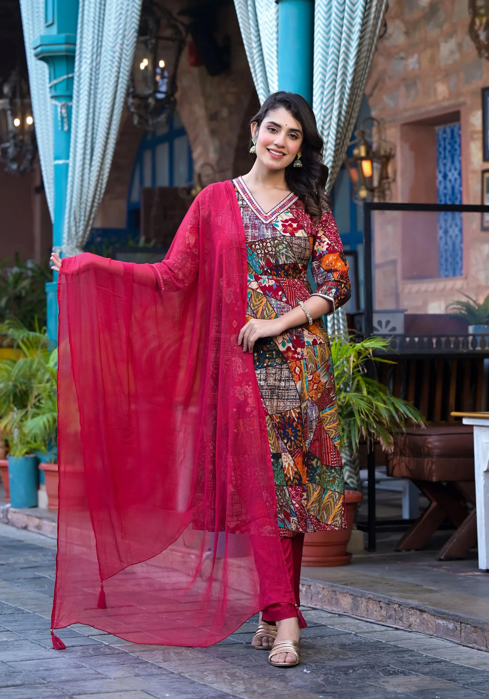 Multi-Tone Rayon Suit Set