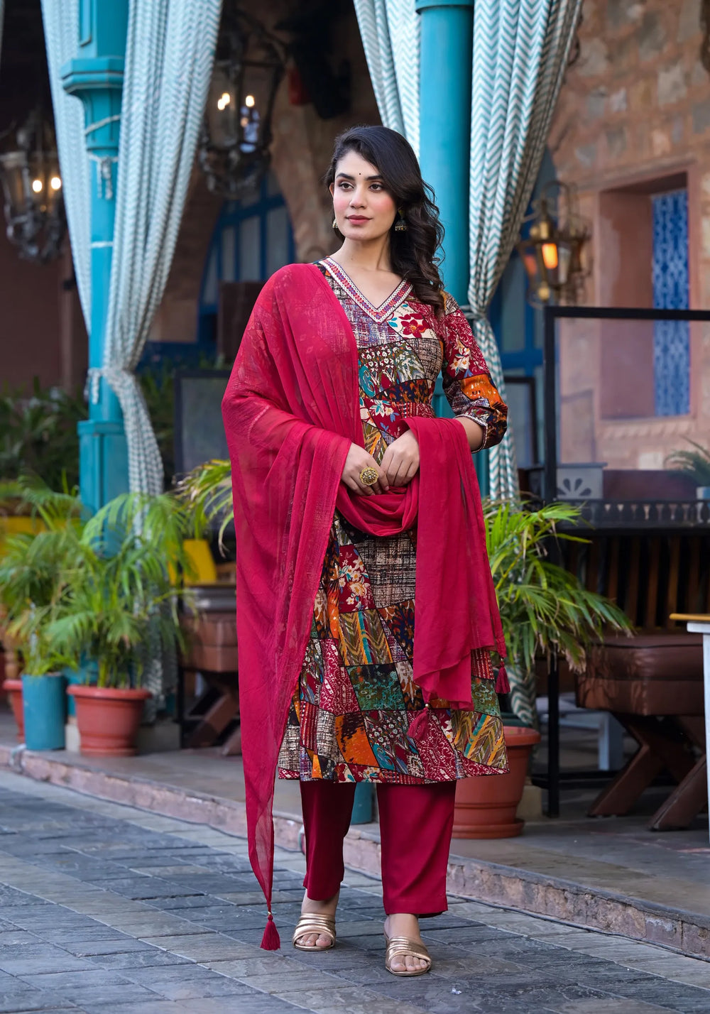 Multi-Tone Rayon Suit Set