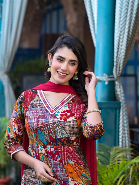 Multi-Tone Rayon Suit Set