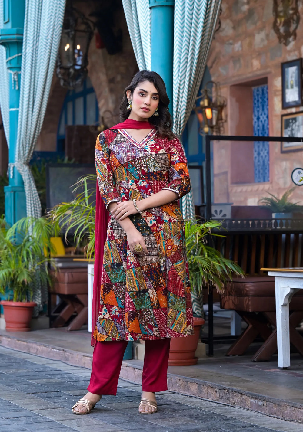 Multi-Tone Rayon Suit Set