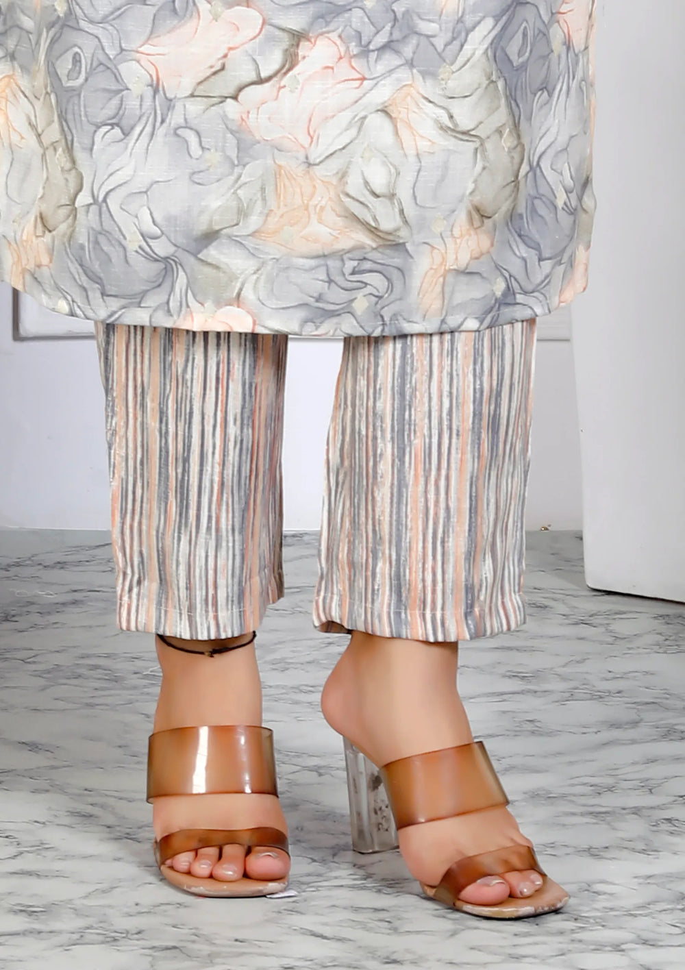 Marble Print Kurta Pant Set