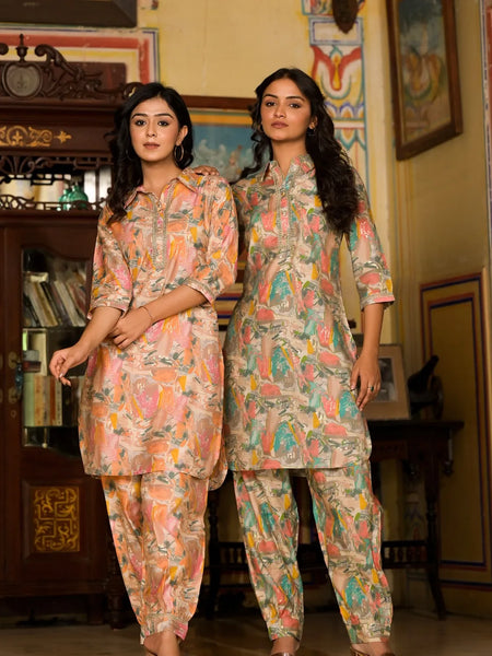 Doodle Hearts Multicolor Kurta Set