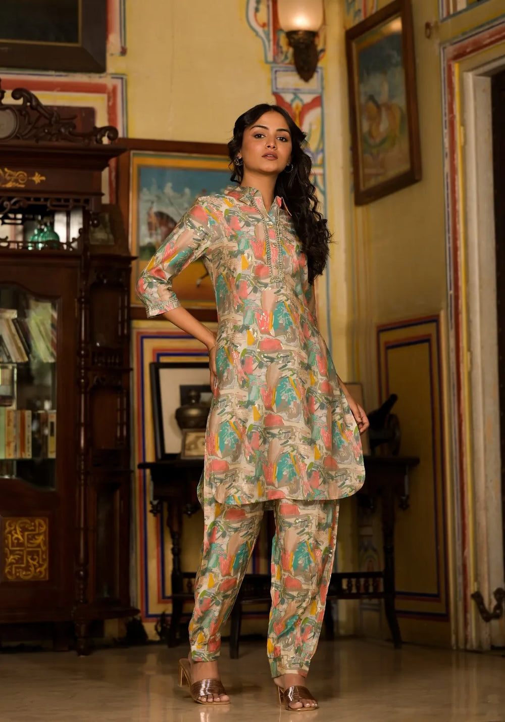 Doodle Hearts Multicolor Kurta Set