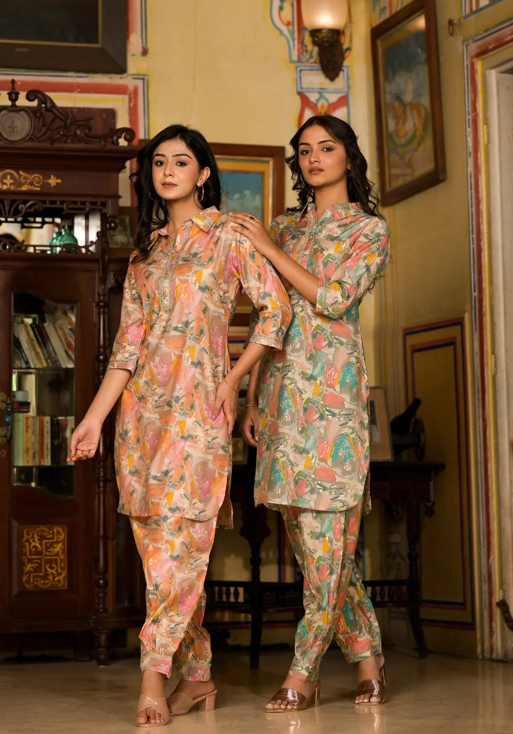 Doodle Hearts Multicolor Kurta Set