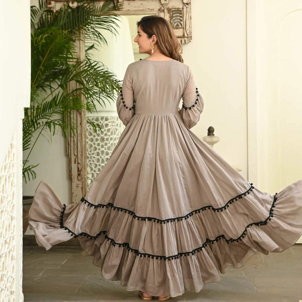 Brown Long Flared Gown