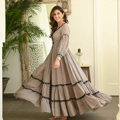Brown Long Flared Gown