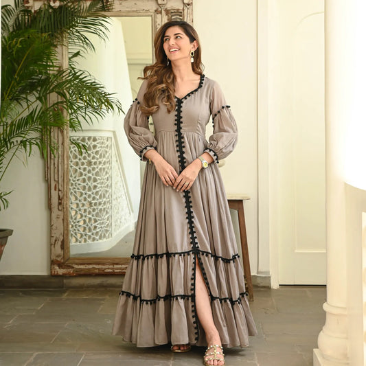 Brown Long Flared Gown